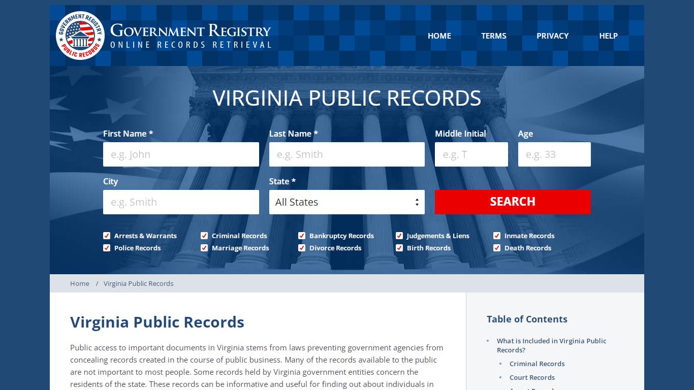 Virginia Public Records Public Records - GovernmentRegistry